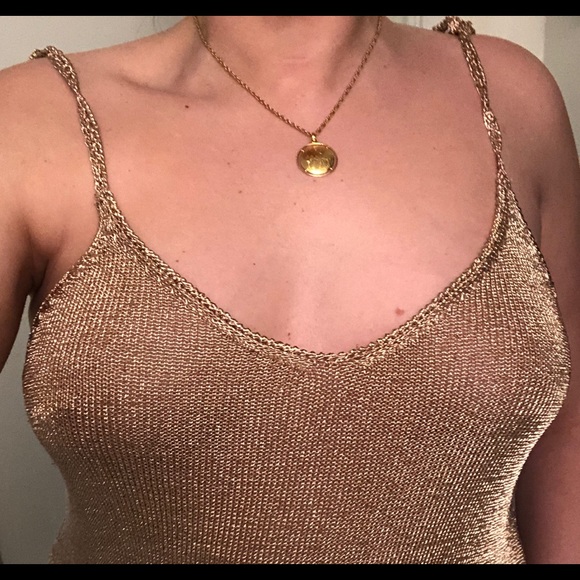 Rose Gold Metallic Slip Dress - Picture 6 of 8